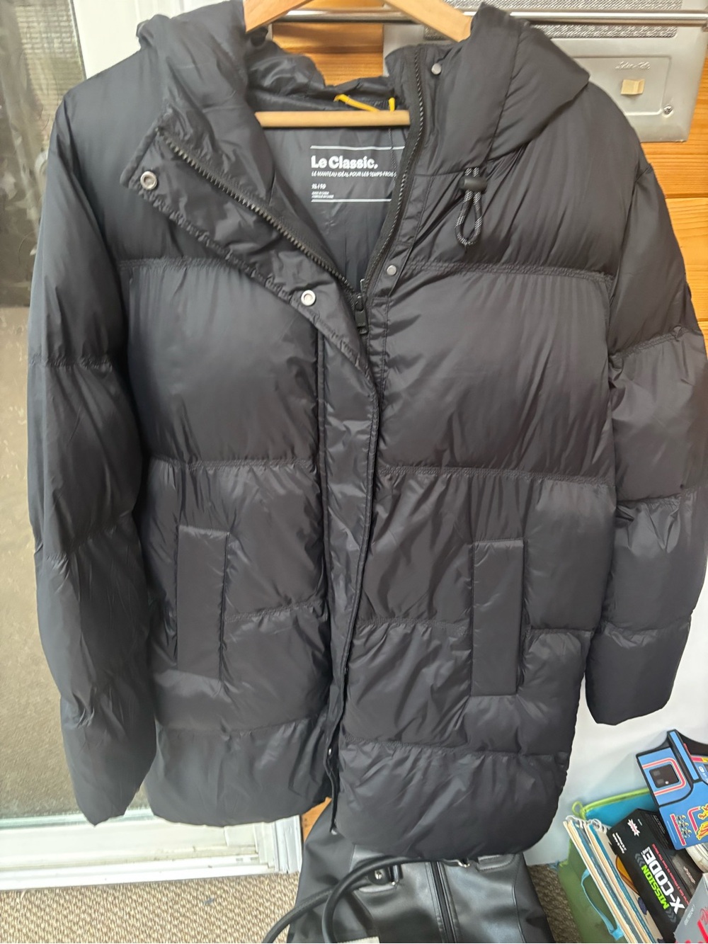 Classic Women's Black Quilted Puffer Coat with Hood